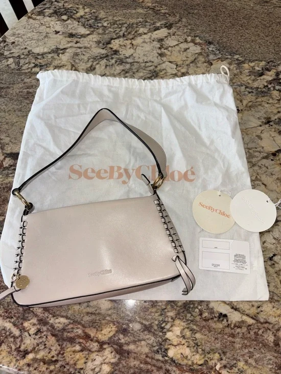 See By Chloe Tilda Cream Leather Shoulder Bag with Braided Sides - Picture 2 of 11